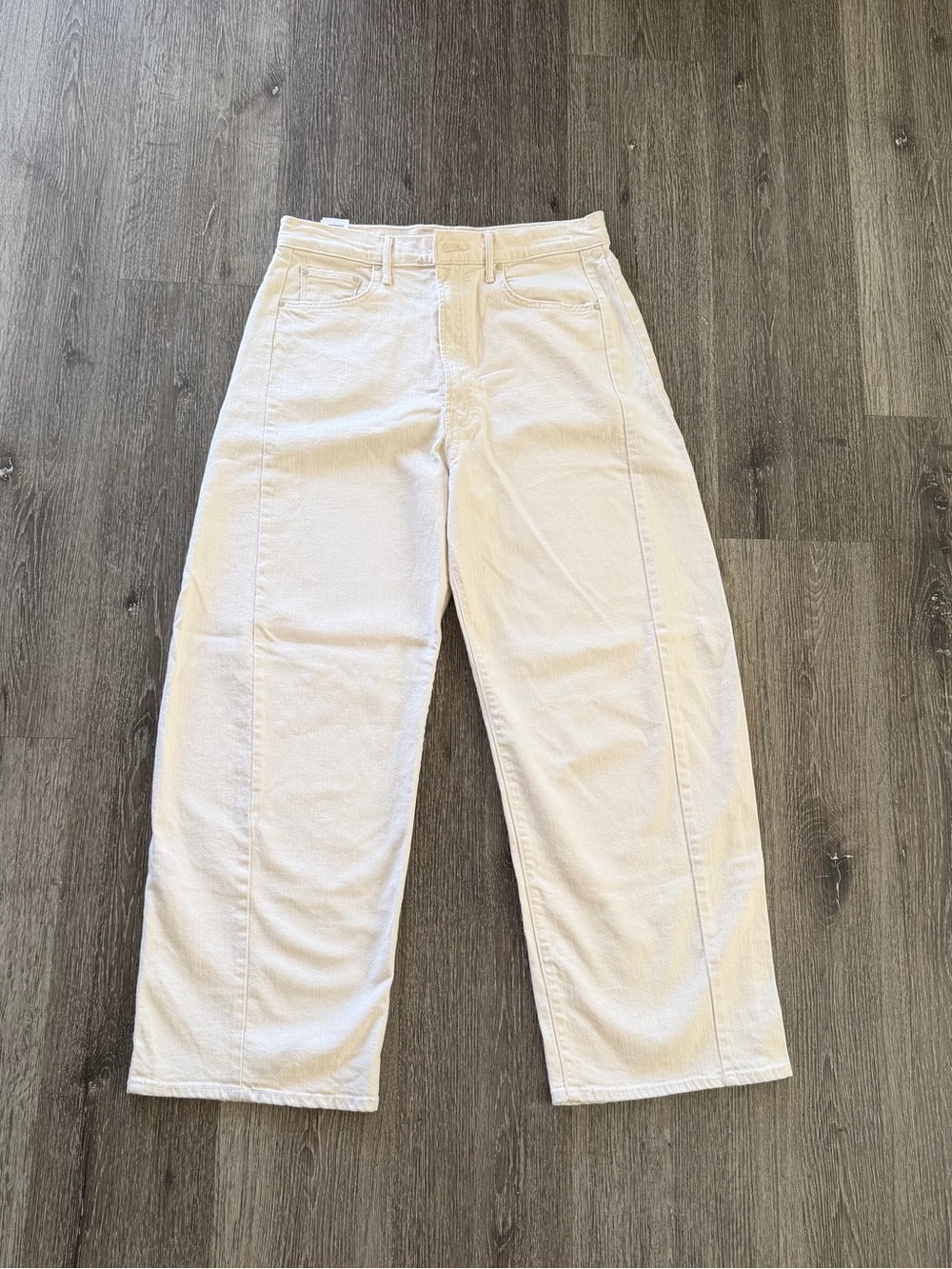 MOTHER Wide-Leg High-Rise Jeans in Cream - Picture 3 of 11